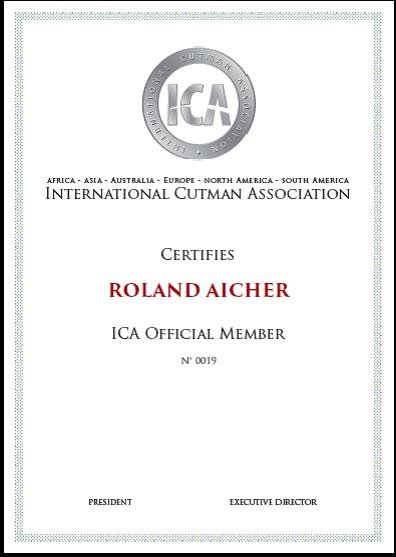 ICA Certificate of Membership Roland AICHER